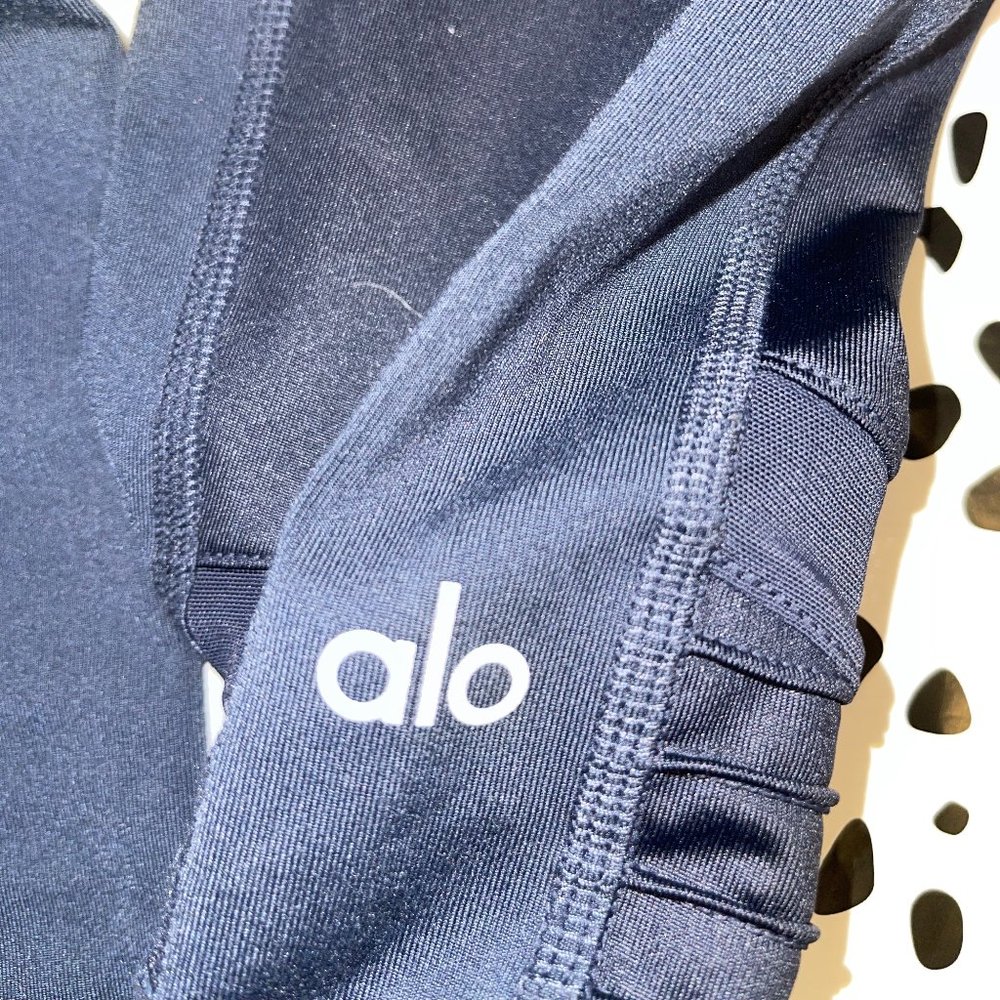 ALO YOGA High Waist Moto Leggings in Rich Navy - Picture 6 of 13